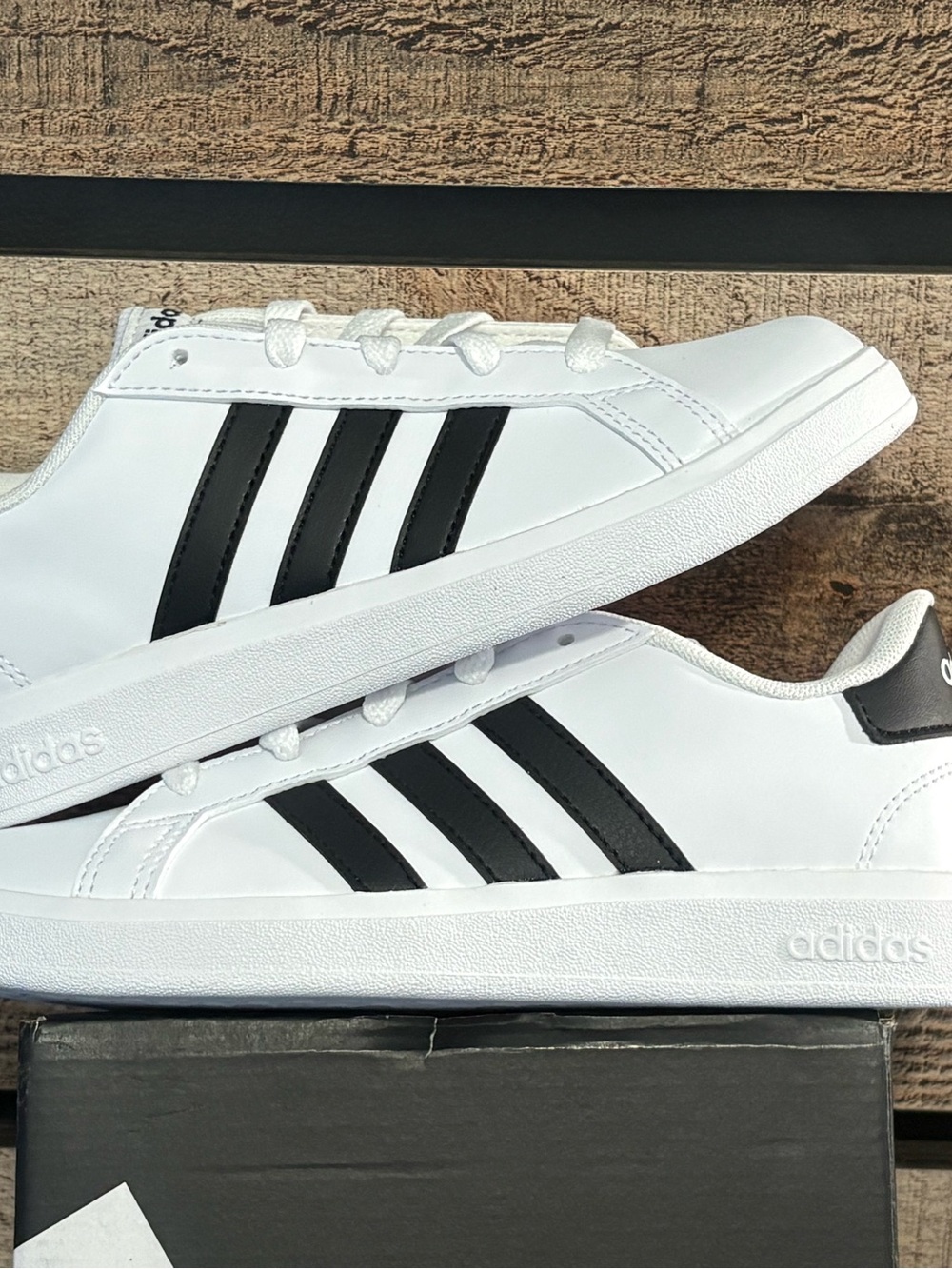 adidas White Sneakers with Black Three-Stripes